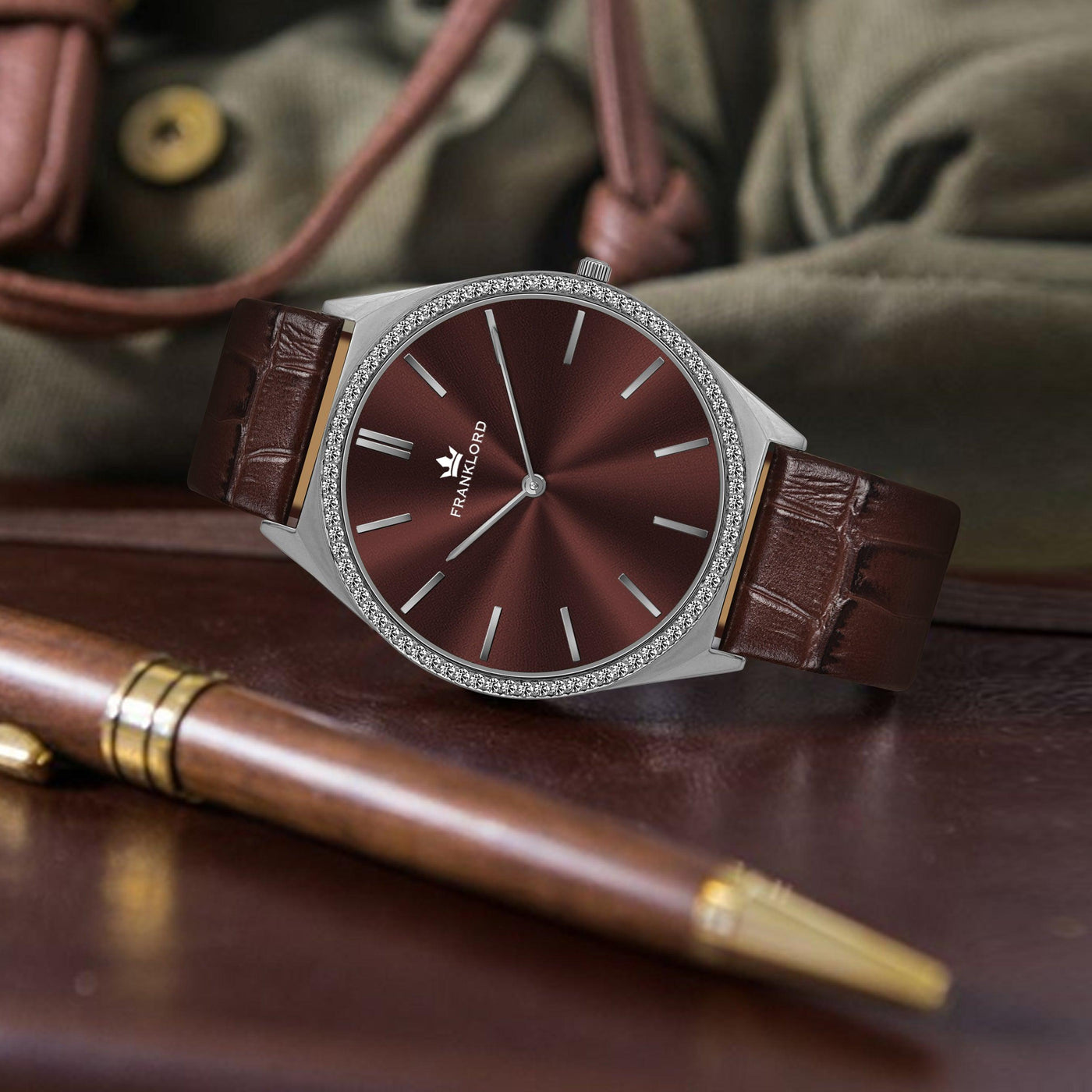 Franklord Rustic Luxe Diamond – Swiss Ultra Slim Dress Watch for Men