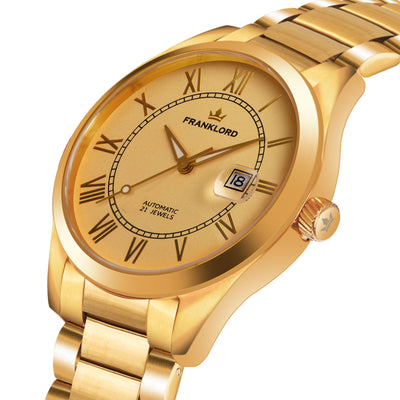 Franklord Regal Sapphire Roman Gold | Maha Vastu-Inspired Timepiece for Prosperity & Power