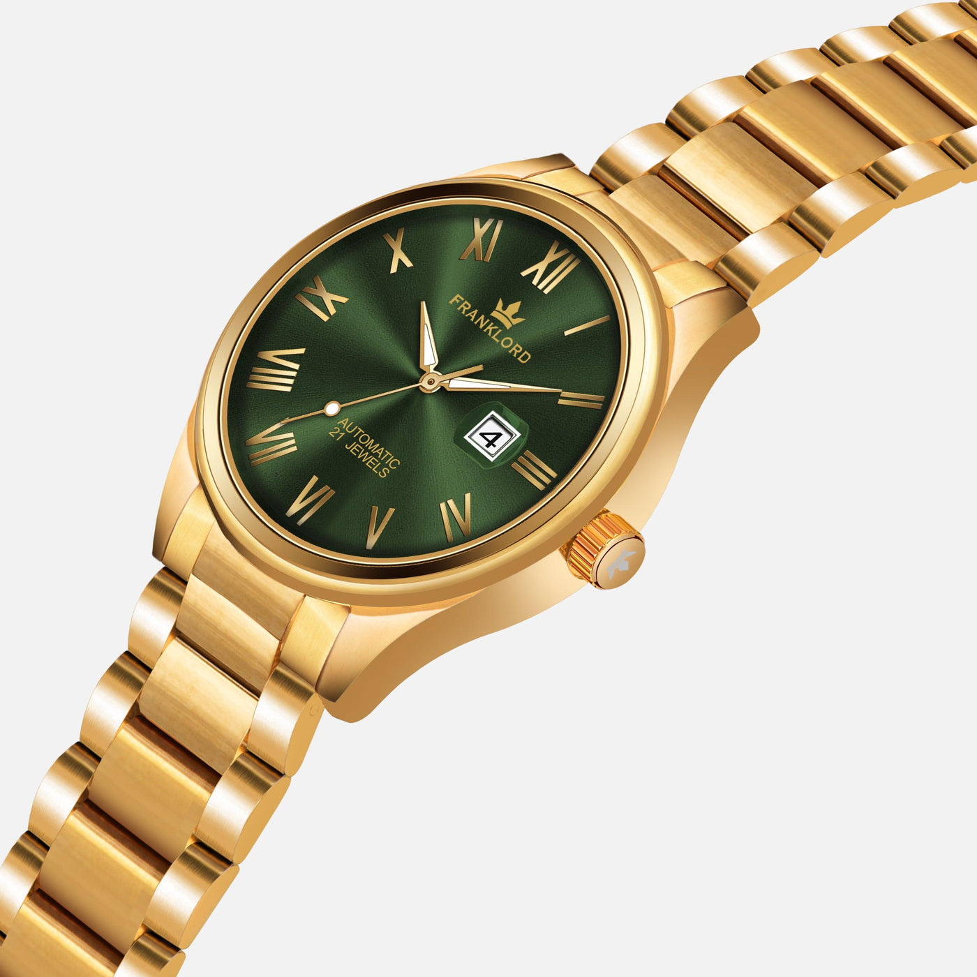 Franklord Regal Sapphire Roman Green | Maha Vastu-Inspired Timepiece for Prosperity