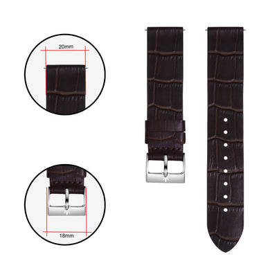 Franklord Classic Brown 20mm Genuine Leather Watch Strap – Premium Croc Texture | Quick Release Band
