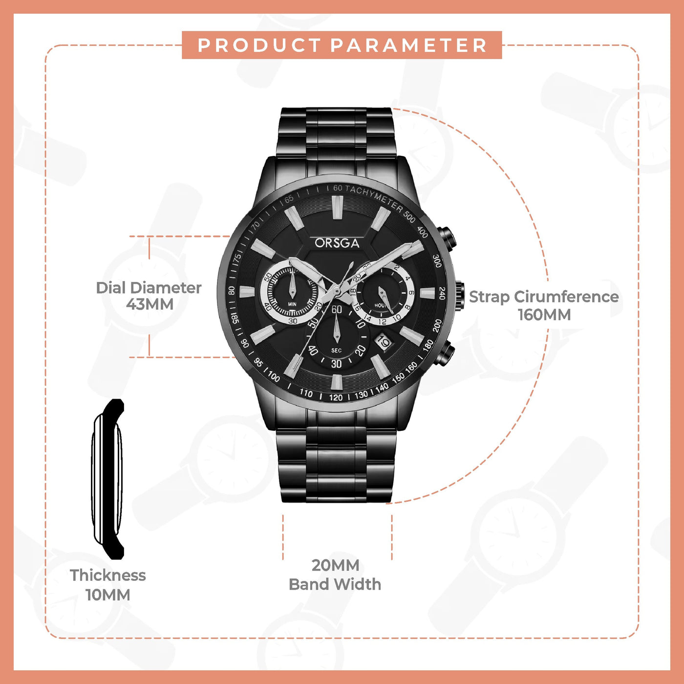COMET Analog Men's Black Watch