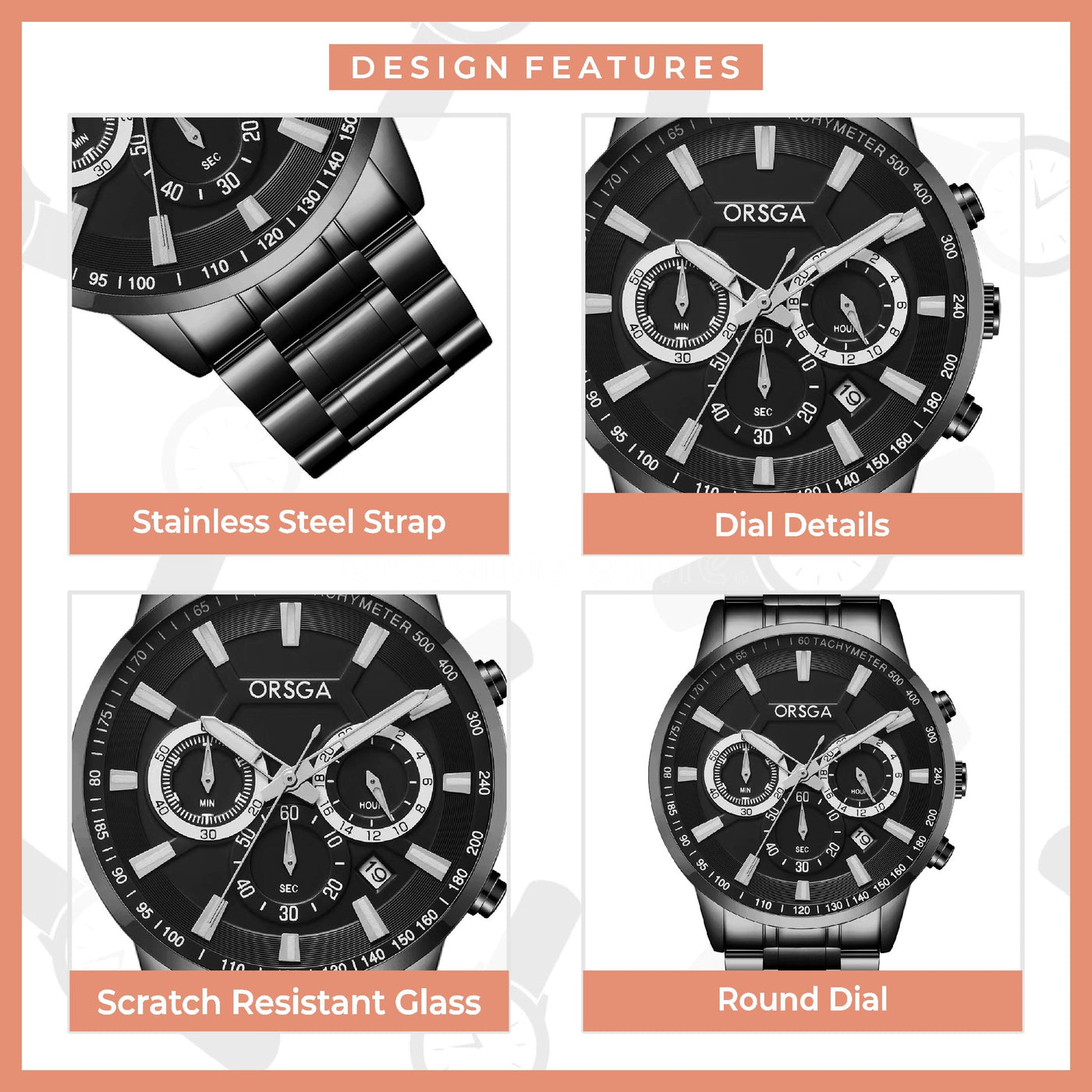COMET Analog Men's Black Watch