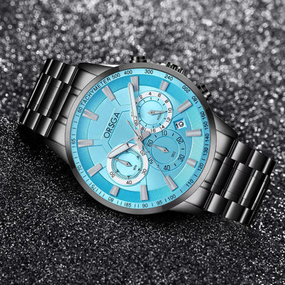COMET Analog Men's Blue Dial Black Watch