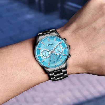 COMET Analog Men's Blue Dial Black Watch