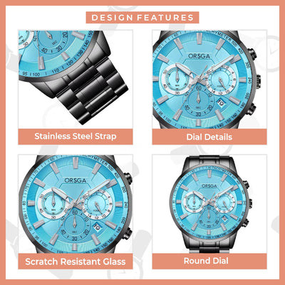 COMET Analog Men's Blue Dial Black Watch
