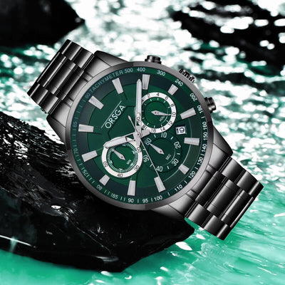 COMET Analog Men's Green Dial Black Watch