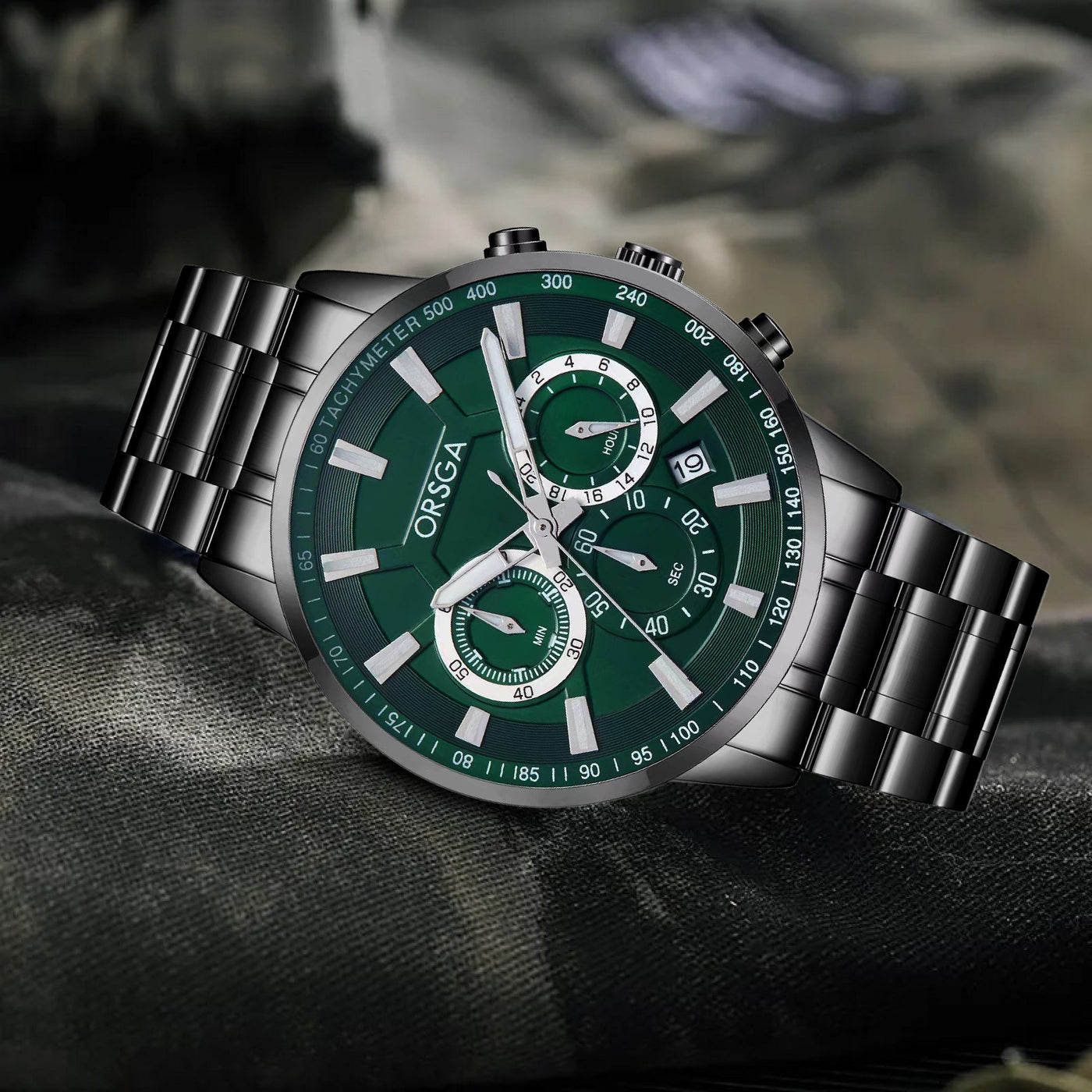 COMET Analog Men's Green Dial Black Watch
