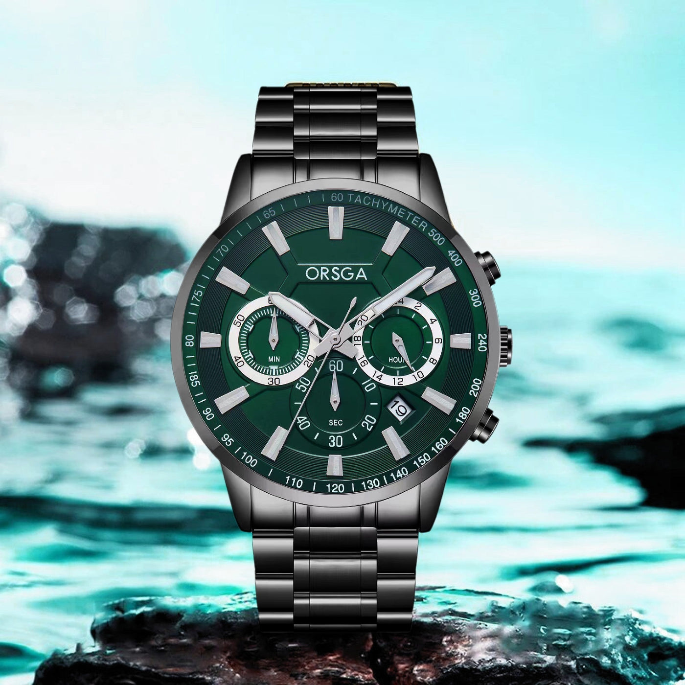 COMET Analog Men's Green Dial Black Watch