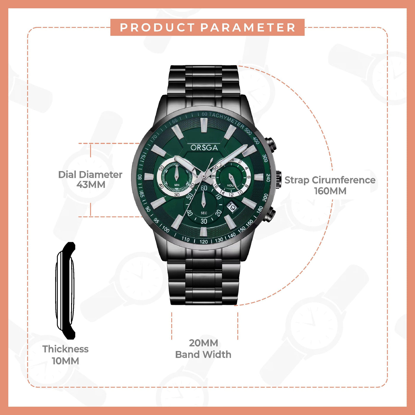 COMET Analog Men's Green Dial Black Watch