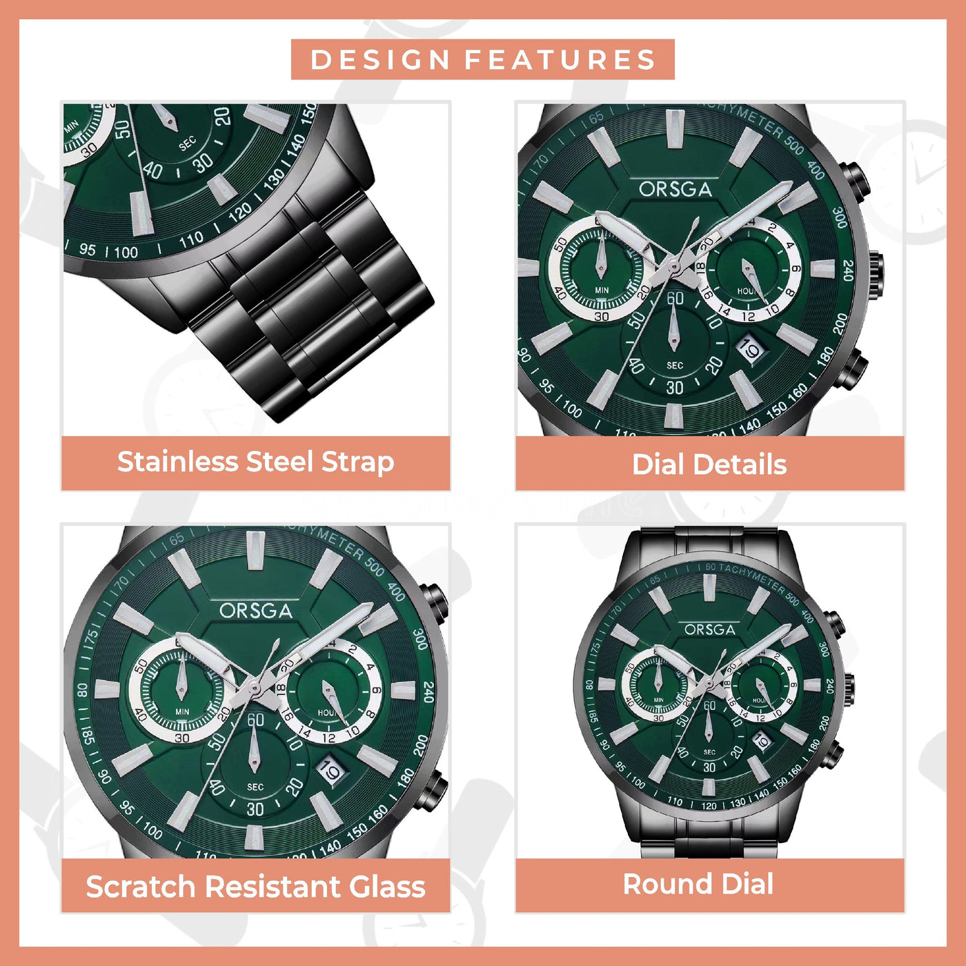 COMET Analog Men's Green Dial Black Watch