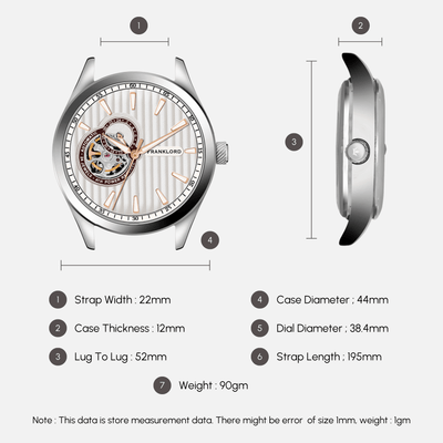 Franklord Regal Sapphire Open Heart - Cocoa Vintage Leather Automatic Watch
