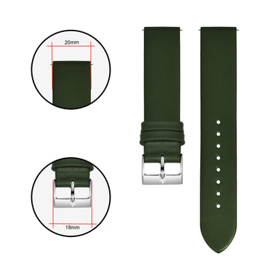 Franklord Olive Green 20mm Genuine Leather Watch Strap – Minimalist Quick Release Band