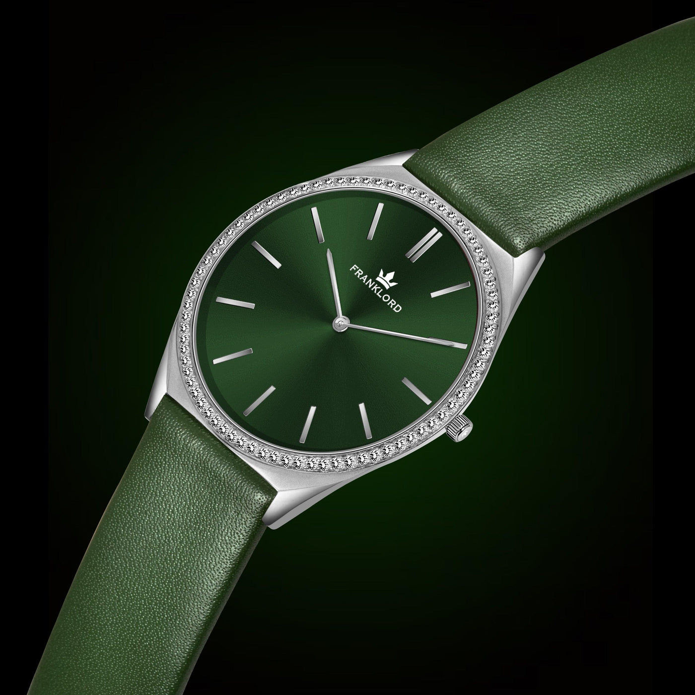 Franklord Diamond Élan – Emerald Ultra-Slim Swiss Watch (5mm)