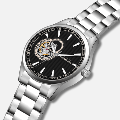 Franklord Regal Sapphire Open Heart - Midnight Steel Luxury Automatic Watch