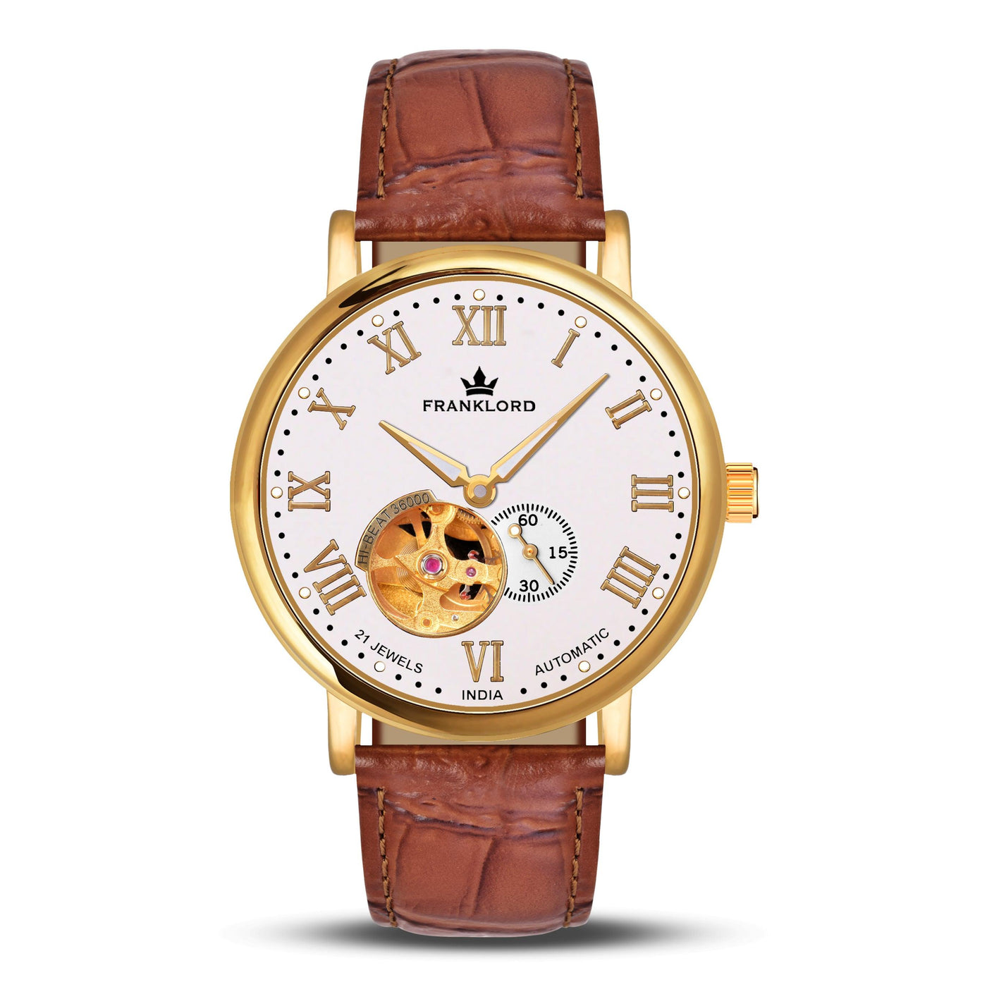Franklord Heritage Open Heart – Champagne Royale | White Dial Gold Automatic Watch For Men