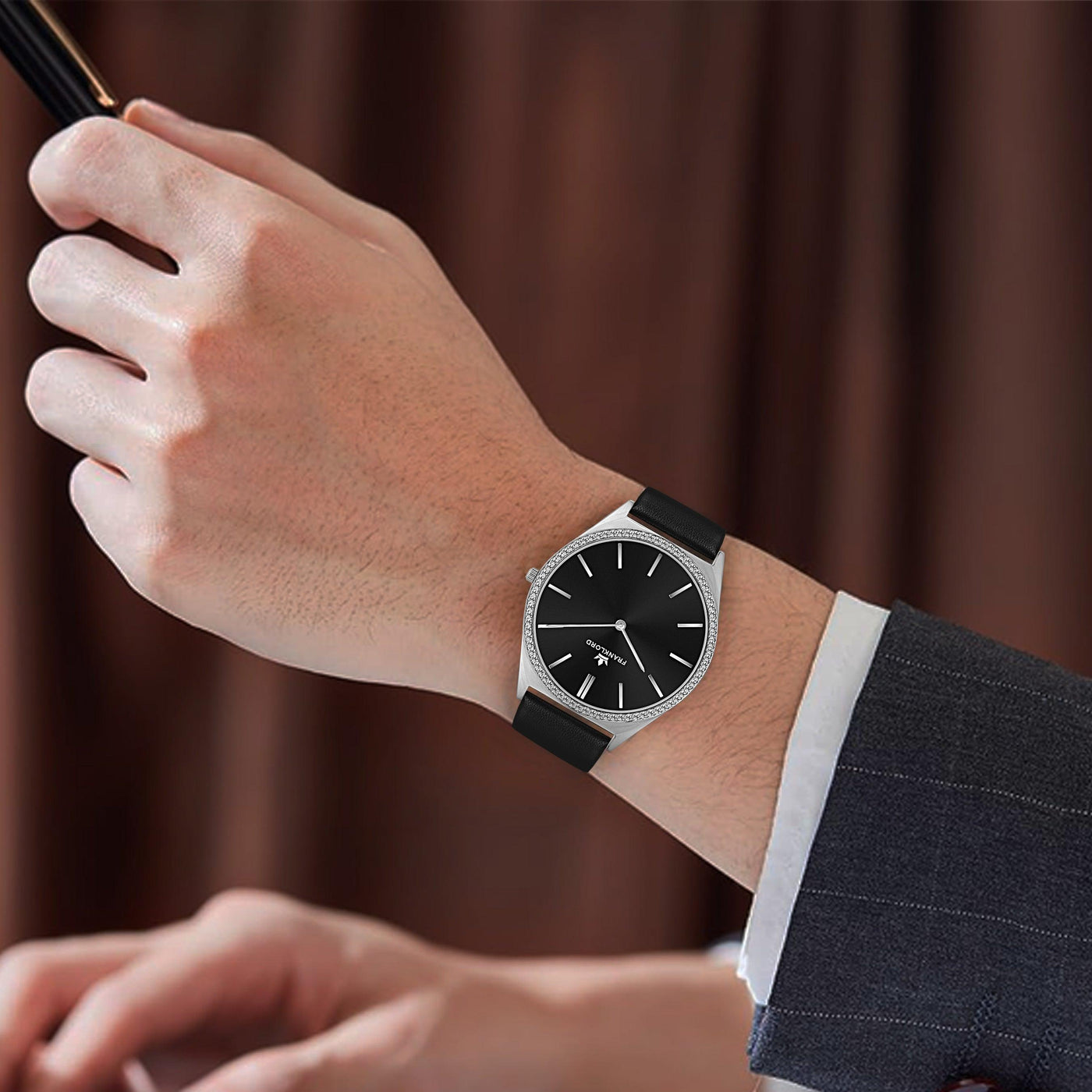 Franklord Black Royale Diamond | Ultra-Slim Swiss Luxury Watch for Men