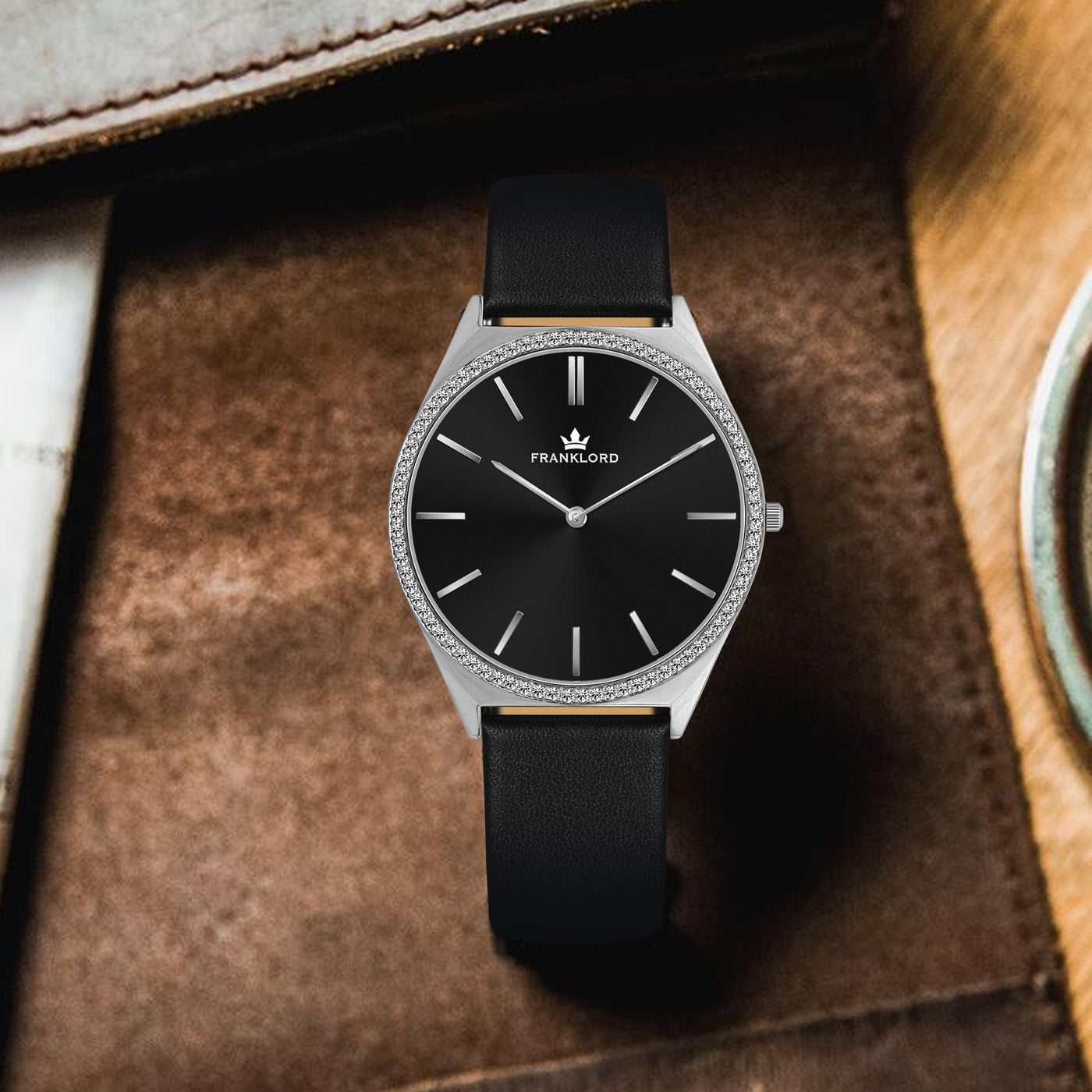 Franklord Black Royale Diamond | Ultra-Slim Swiss Luxury Watch for Men