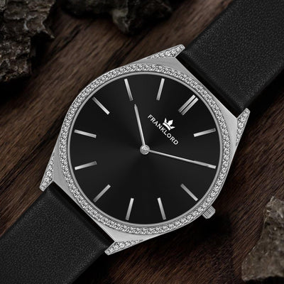 Franklord Black Royale Diamond | Ultra-Slim Swiss Luxury Watch for Men