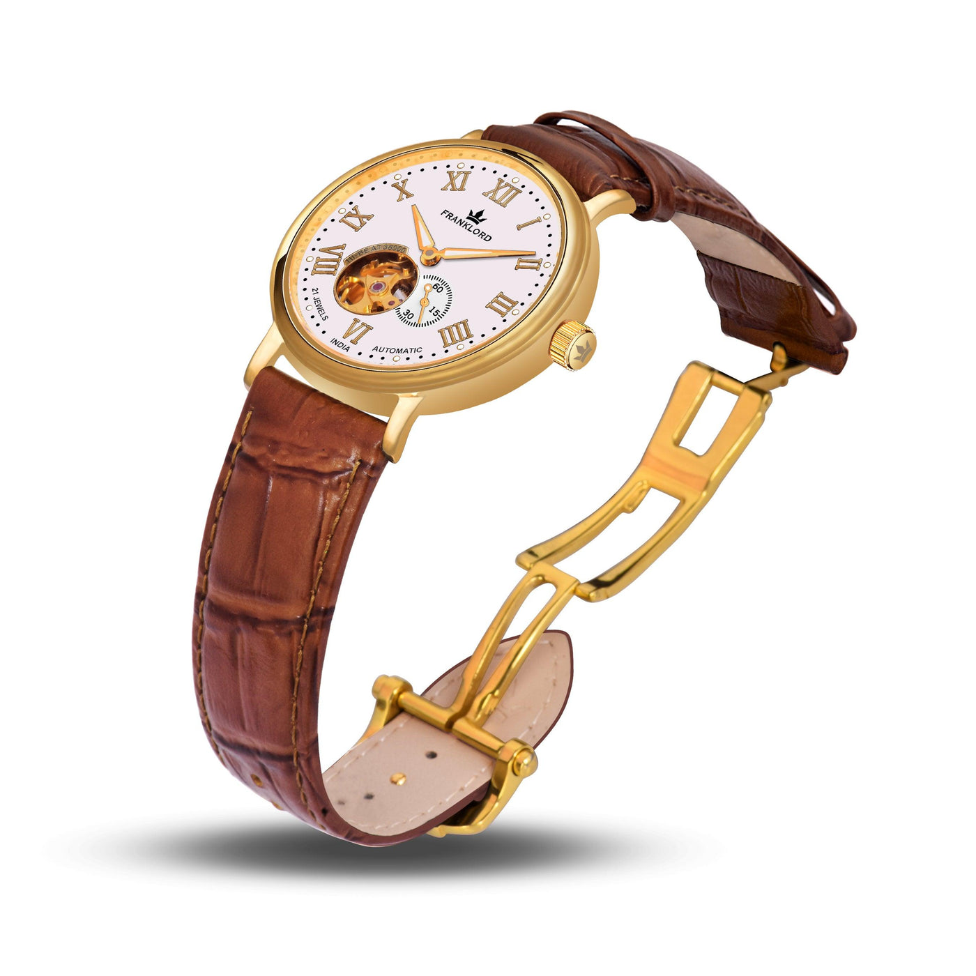 Franklord Heritage Open Heart – Champagne Royale | White Dial Gold Automatic Watch For Men