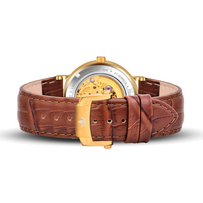 Franklord Heritage Open Heart – Champagne Royale | White Dial Gold Automatic Watch For Men