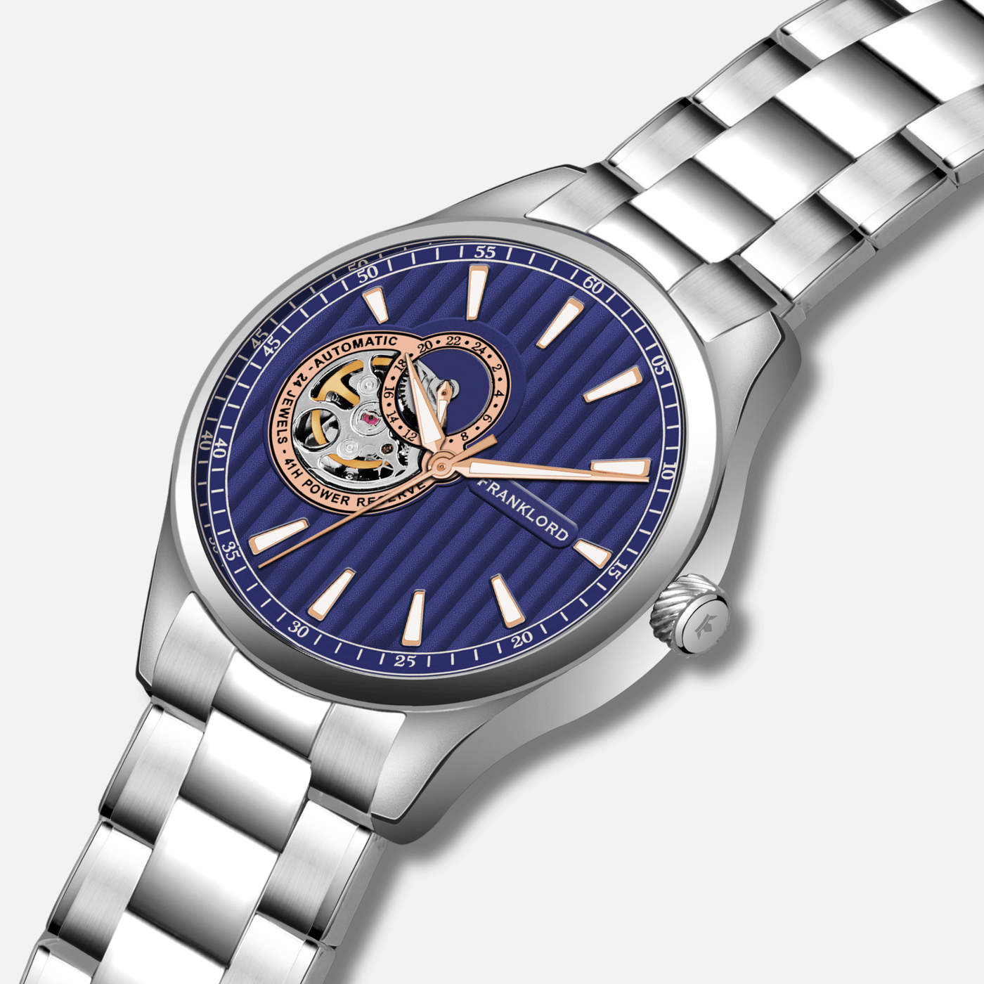 Franklord Regal Sapphire Open Heart - Ocean Steel Luxury Automatic Watch