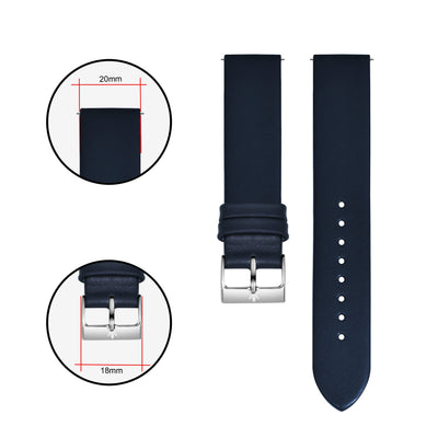 Franklord Navy Blue 20mm Genuine Leather Watch Strap – Minimalist Premium Quick Release Band