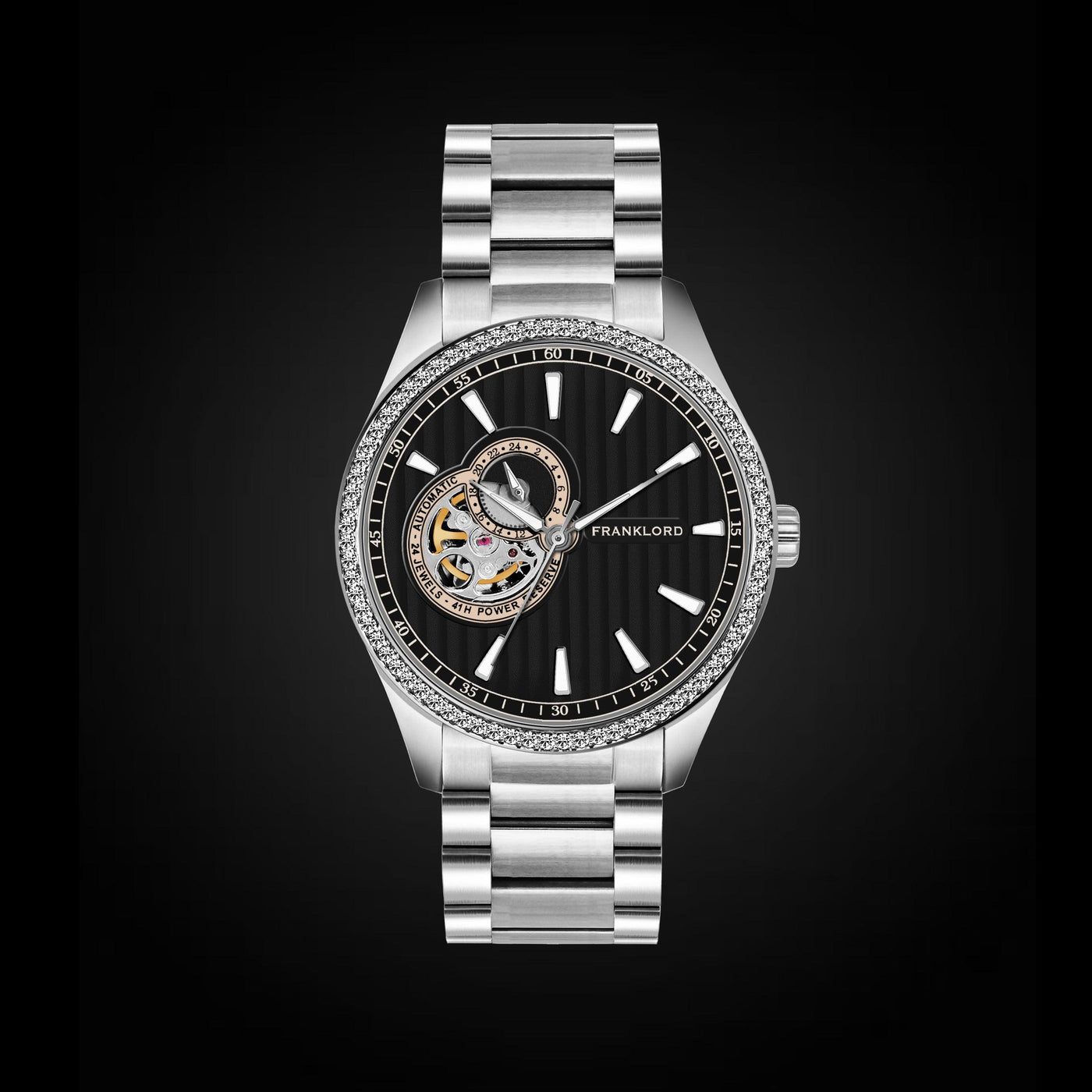 Franklord Diamond Open Heart – Luxury Automatic Watch for Men