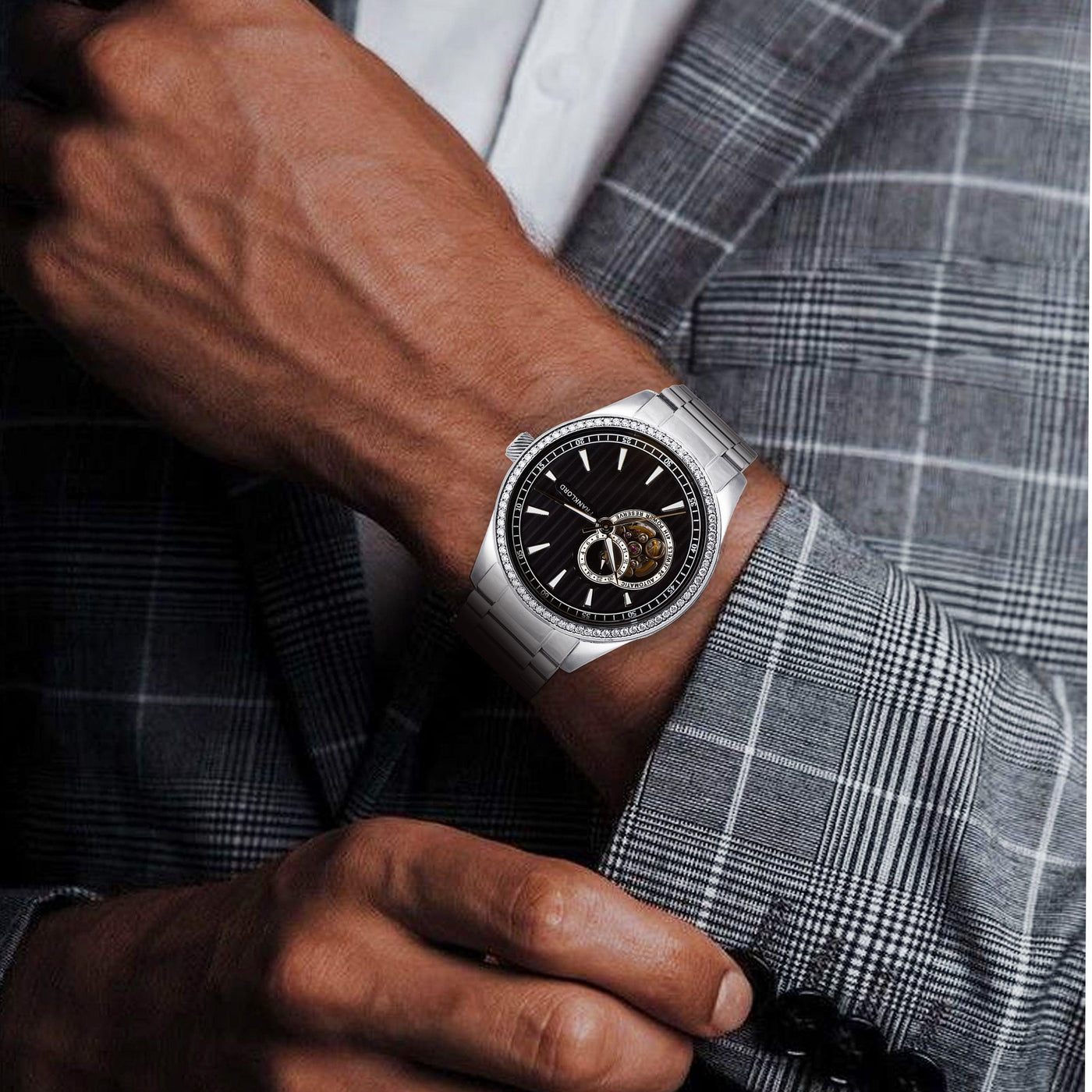 Franklord Diamond Open Heart – Luxury Automatic Watch for Men