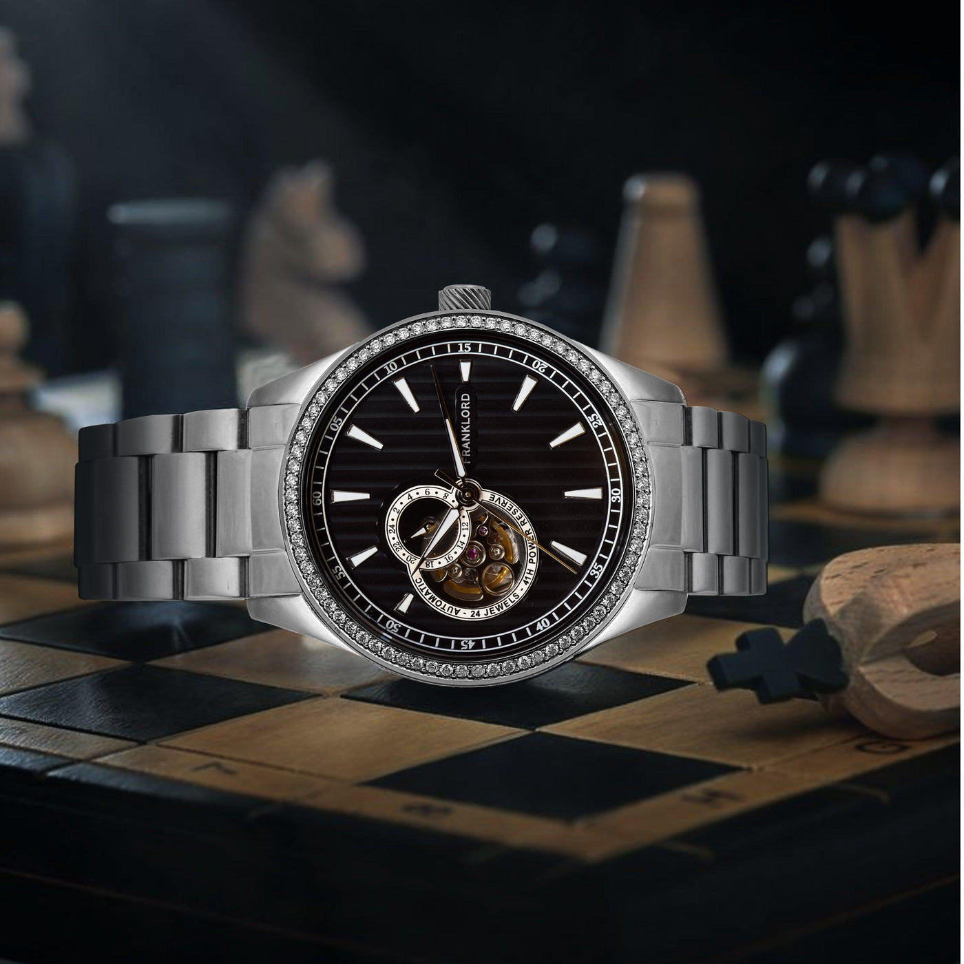 Franklord Diamond Open Heart – Luxury Automatic Watch for Men