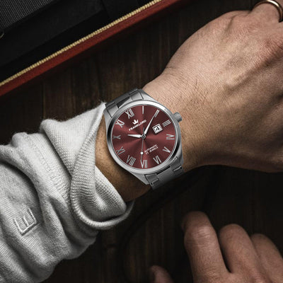 Franklord Regal Sapphire Roman - Wine Red | Luxury Automatic Watch