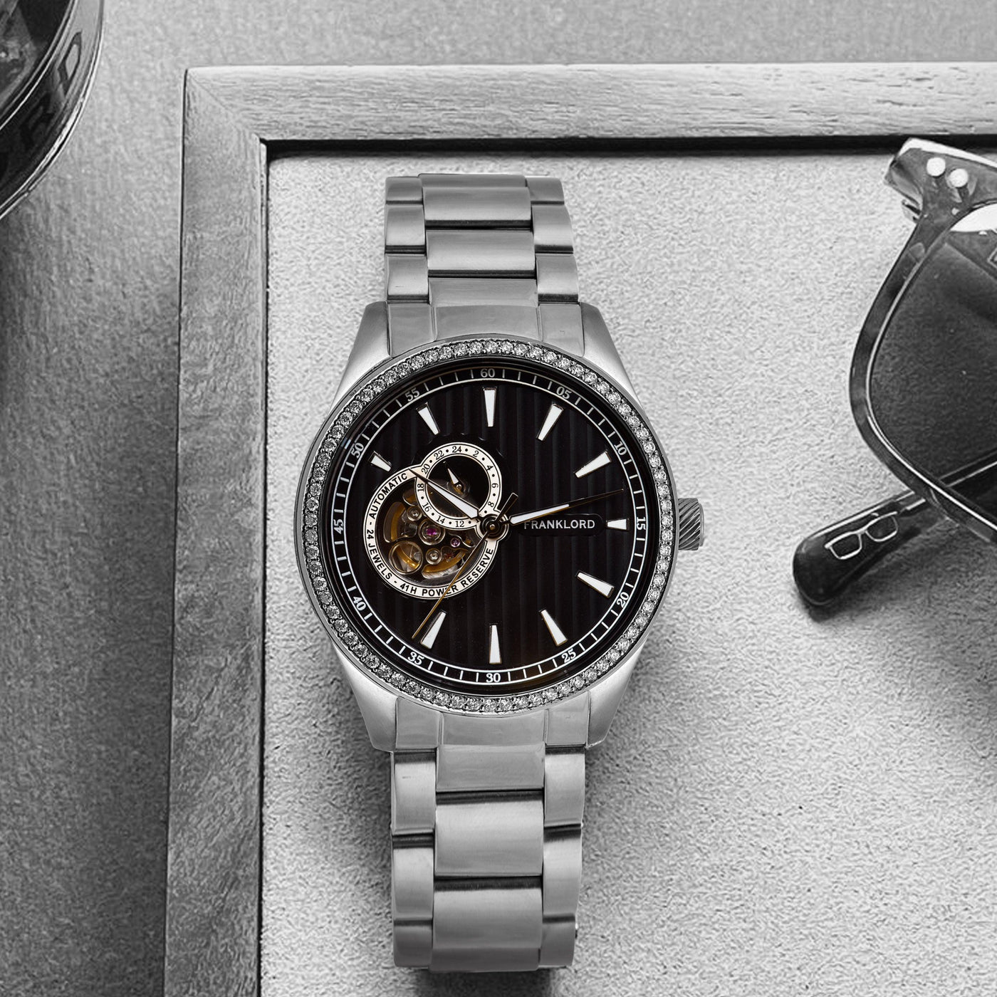 Franklord Diamond Open Heart – Luxury Automatic Watch for Men