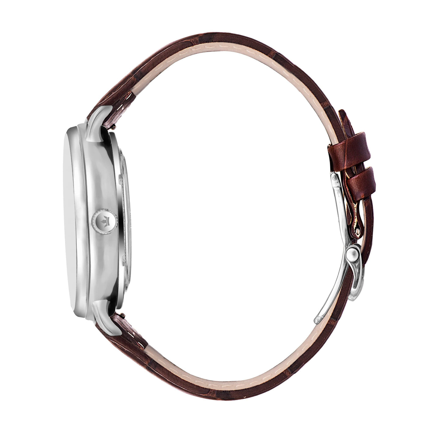 Franklord Heritage Open Heart – Rustic Luxe | Brown Strap Silver Dial Automatic Watch for Men