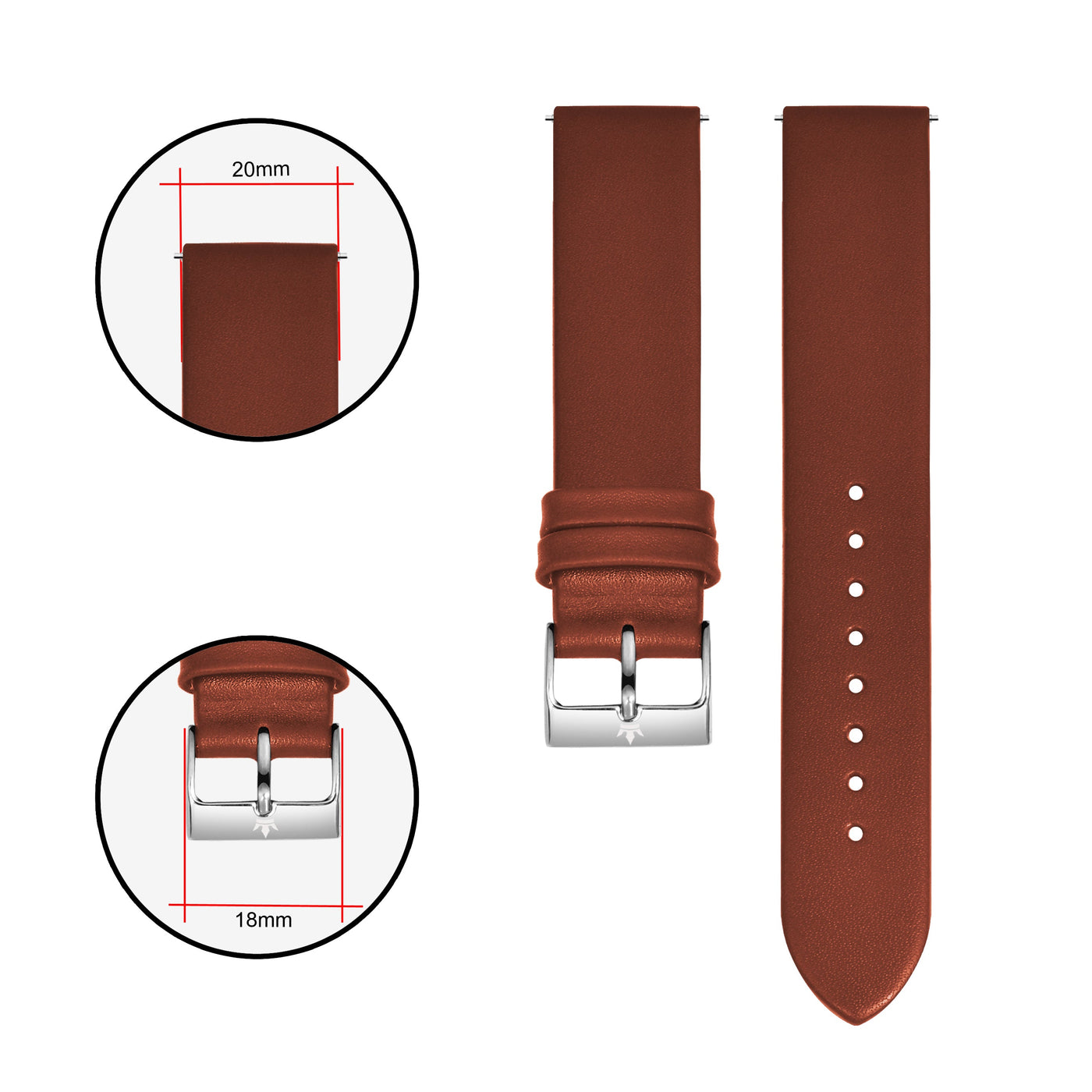 Franklord Tan Brown 20mm Genuine Leather Watch Strap – Minimalist Quick Release Band