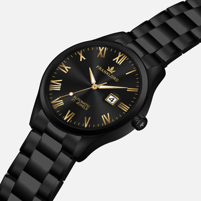 Franklord Regal Sapphire Roman - Obsidian Royale | Black & Gold Luxury Automatic Watch