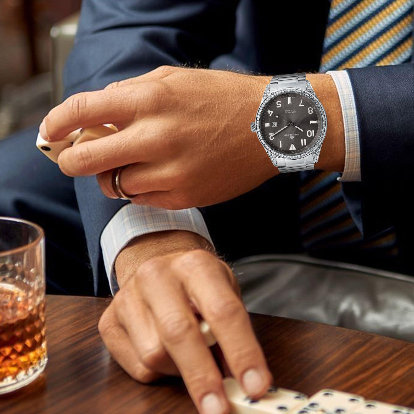 Franklord Diamond Regal Noir – Automatic Luxury Watch with Diamonds