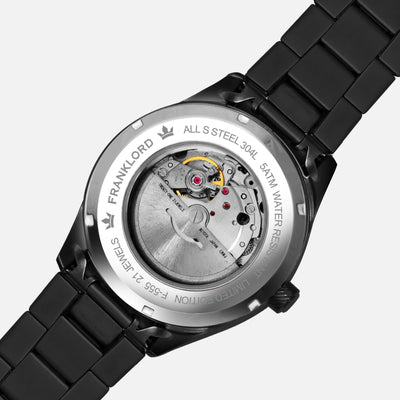 Franklord Regal Sapphire Roman - Obsidian Royale | Black & Gold Luxury Automatic Watch