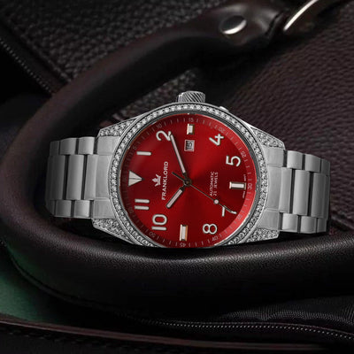 Franklord Diamond Crimson Blaze – Luxury Automatic Watch with Diamonds