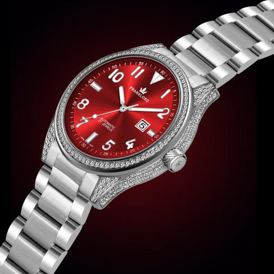 Franklord Diamond Crimson Blaze – Luxury Automatic Watch with Diamonds