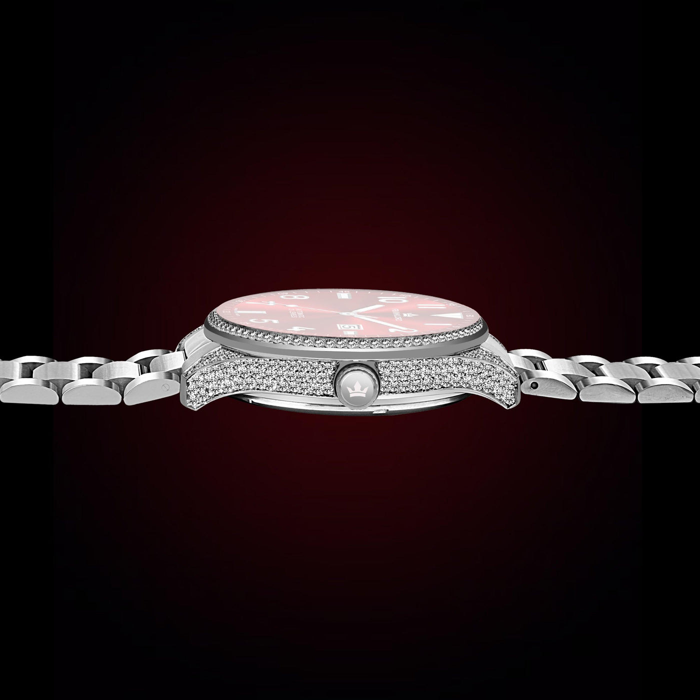 Franklord Diamond Crimson Blaze – Luxury Automatic Watch with Diamonds