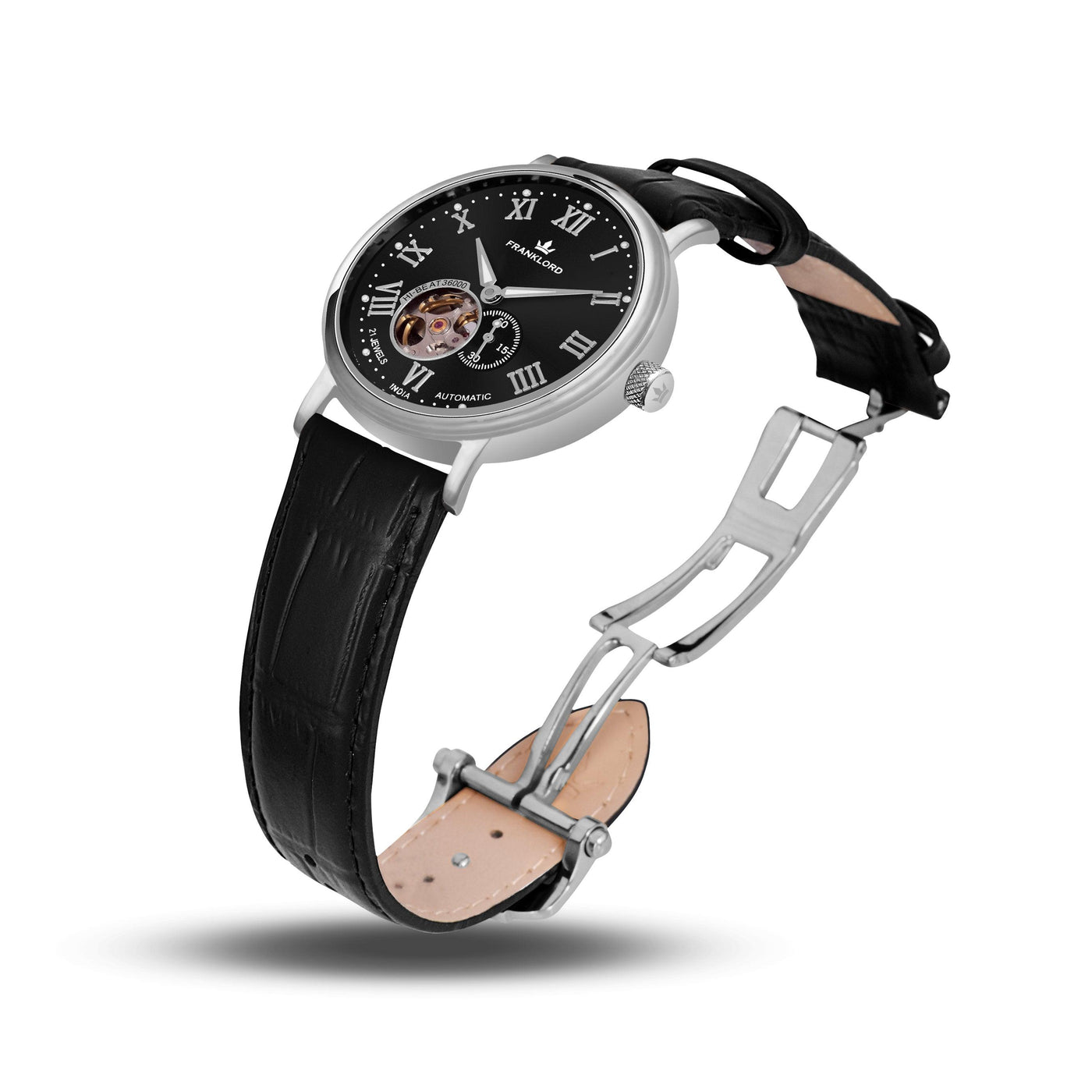 Franklord Heritage Open Heart – Black Shadow | Men’s Black Dial Automatic Watch