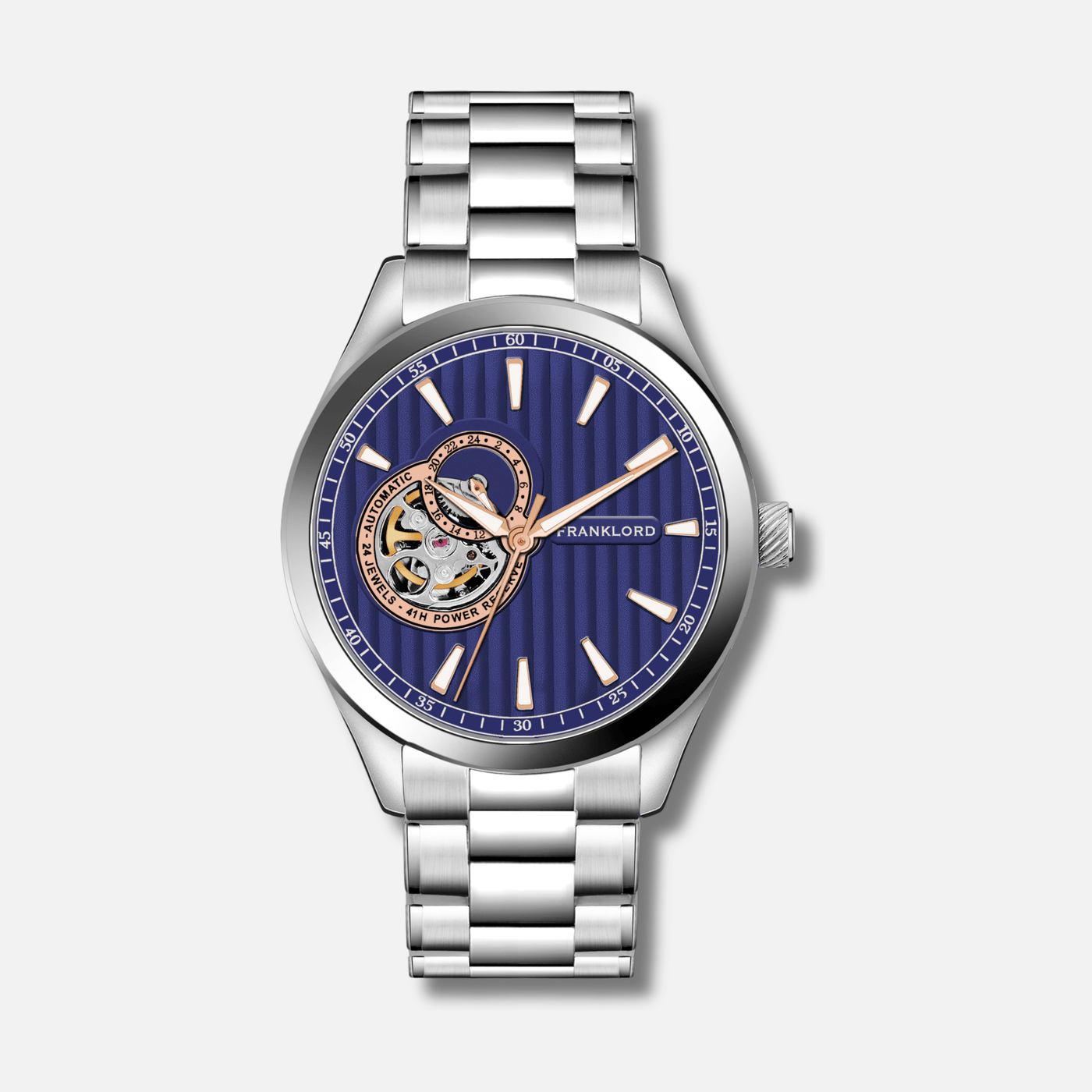 Franklord Regal Sapphire Open Heart - Ocean Steel Luxury Automatic Watch