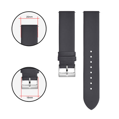 Franklord Dark Grey 20mm Genuine Leather Watch Strap – Minimalist Matte Quick Release Band