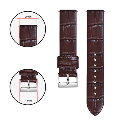 Franklord Coffee Brown 20mm Leather Watch Strap – Croco Grain Premium Quick Release Band