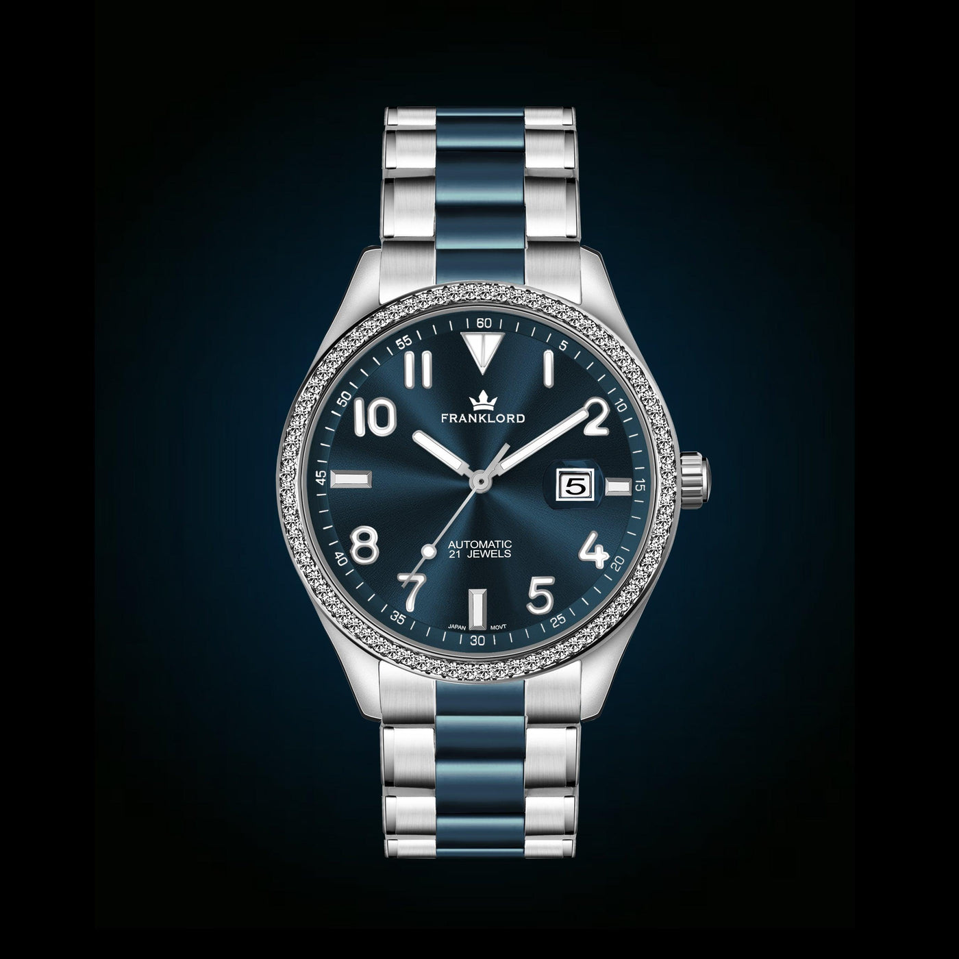 Franklord Azure Royale – Diamond Bezel Ocean Blue Automatic Watch