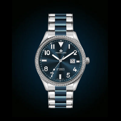 Franklord Azure Royale – Diamond Bezel Ocean Blue Automatic Watch