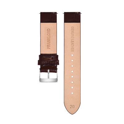 Franklord Coffee Brown 20mm Leather Watch Strap – Croco Grain Premium Quick Release Band