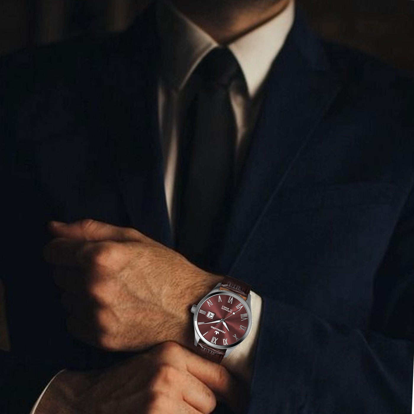 Franklord Regal Sapphire Roman Series – Wine Ember | Luxury Automatic Watch