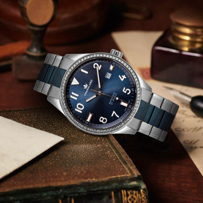 Franklord Azure Royale – Diamond Bezel Ocean Blue Automatic Watch