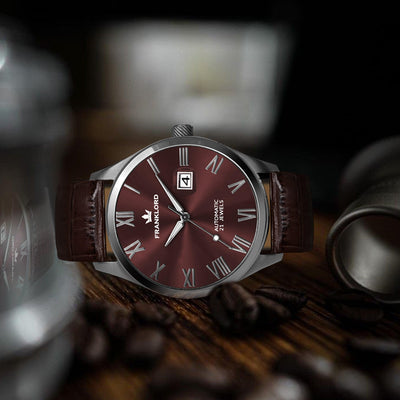 Franklord Regal Sapphire Roman Series – Wine Ember | Luxury Automatic Watch