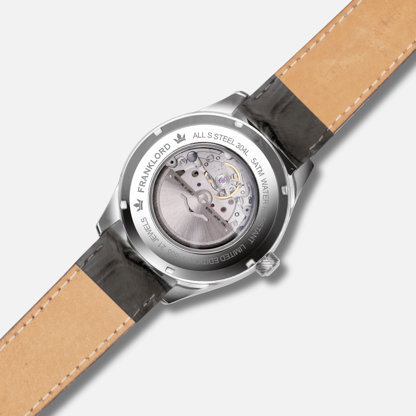 Franklord Regal Sapphire Signature  - Steel Blaze Leather Luxury Automatic Watch